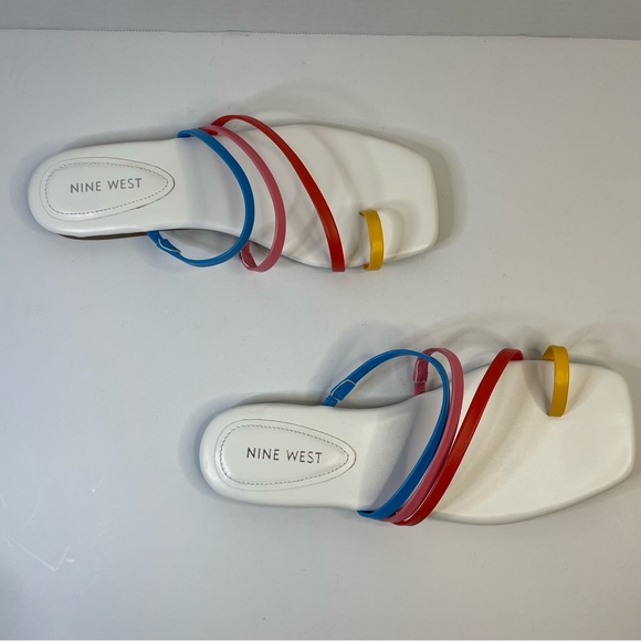 Nine West Women’s Strapped Slip On Flats Sandals Sz 8.5 White & Multi Color - Picture 8 of 8